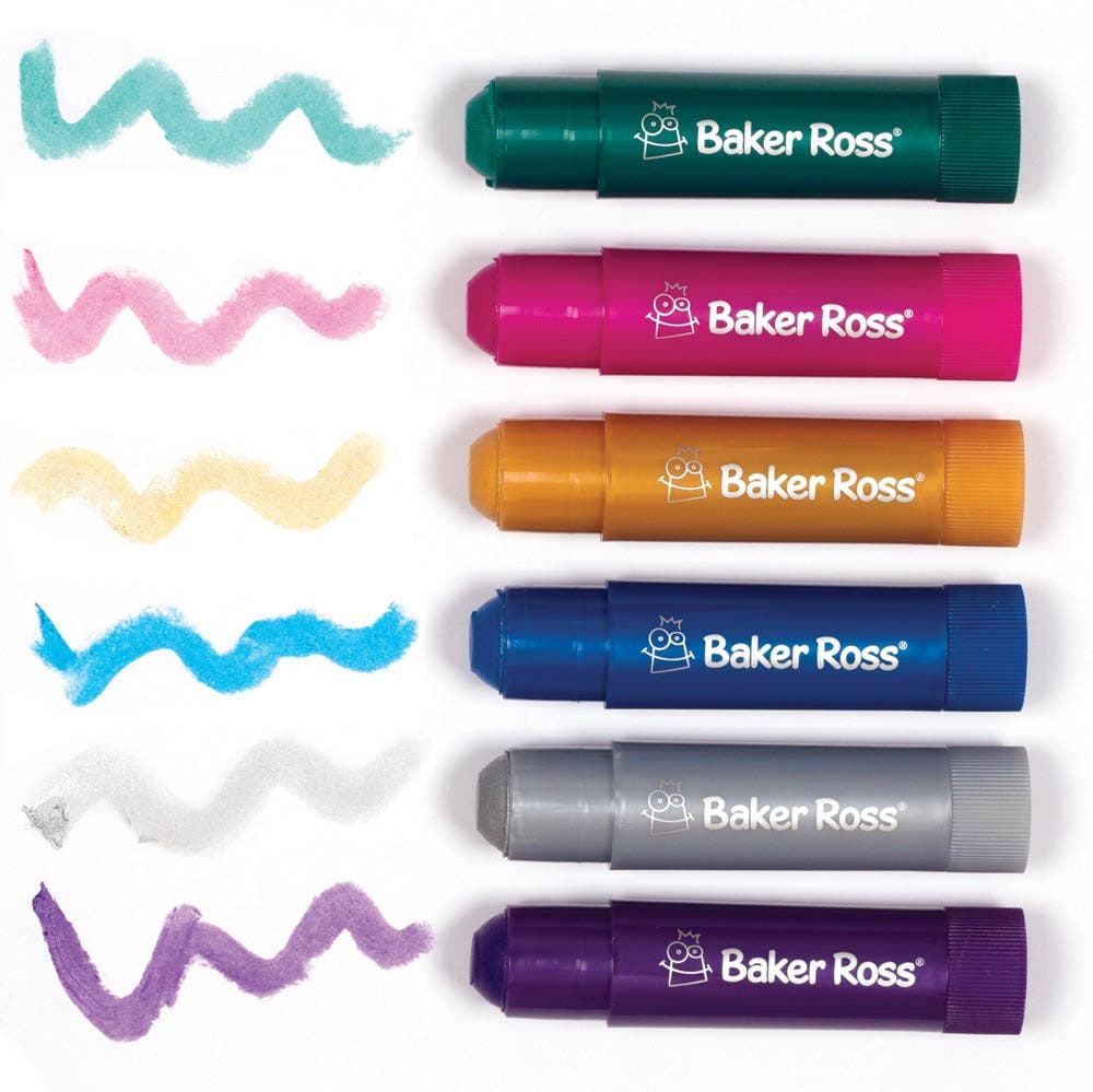 Metallic Solid Poster Paint Sticks (Pack of 6) Art Supplies, Art Materials 6 assorted metallic colours - Gold, Silver, Pink, Purple, Green & Blue