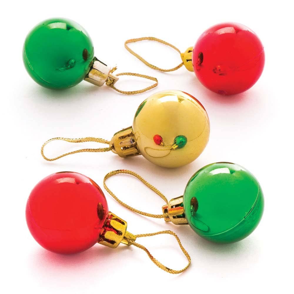 Mini Christmas Baubles (Pack of 12) Christmas Crafts Assorted colours.