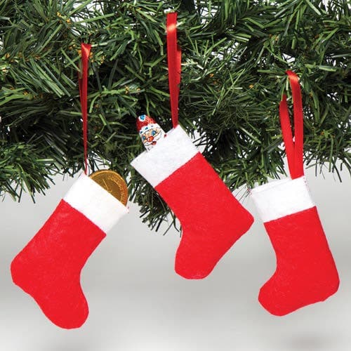 Mini Felt Christmas Stockings (Pack of 8) Christmas Craft Supplies, Christmas Tree Decorations, Decorate & Hang