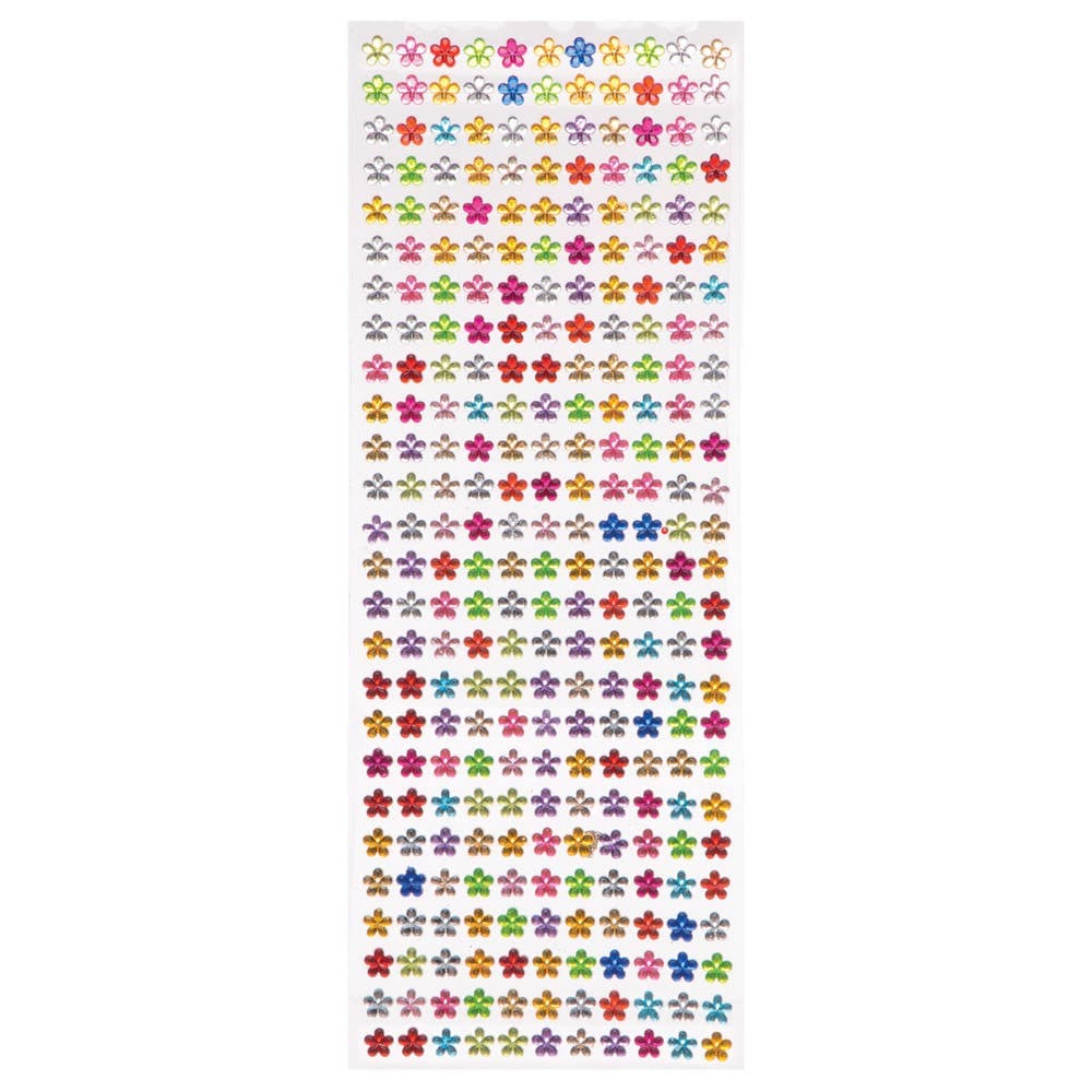 Mini Flower Self-Adhesive Gems (Pack of 308) Craft Embellishments Assorted colours