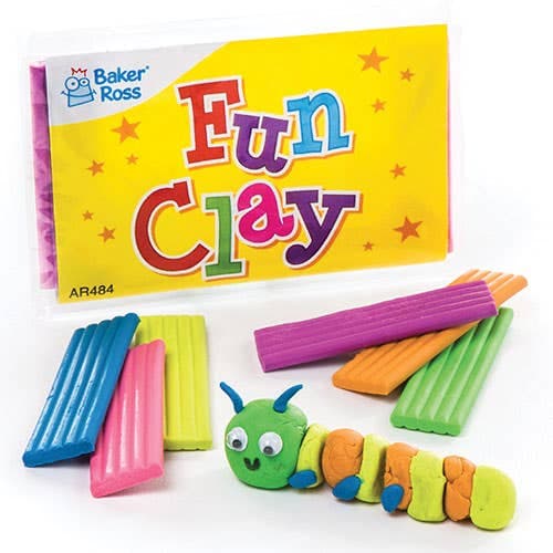 Mini Fun Clay (Pack of 5) Natural Craft Materials Assorted colours - Blue, Pink, Yellow, Purple, Green & Orange