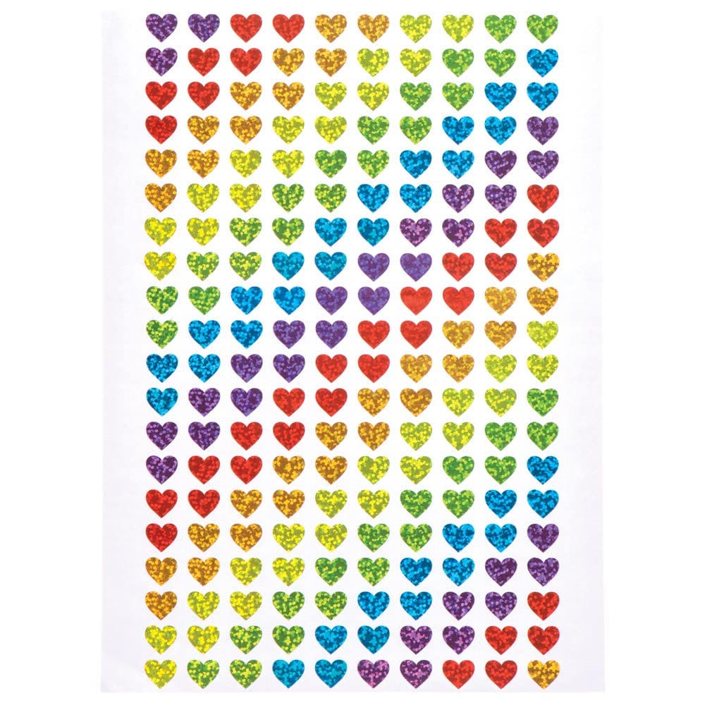 Mini Holographic Heart Stickers (Pack of 400) Stickers 6 assorted colours