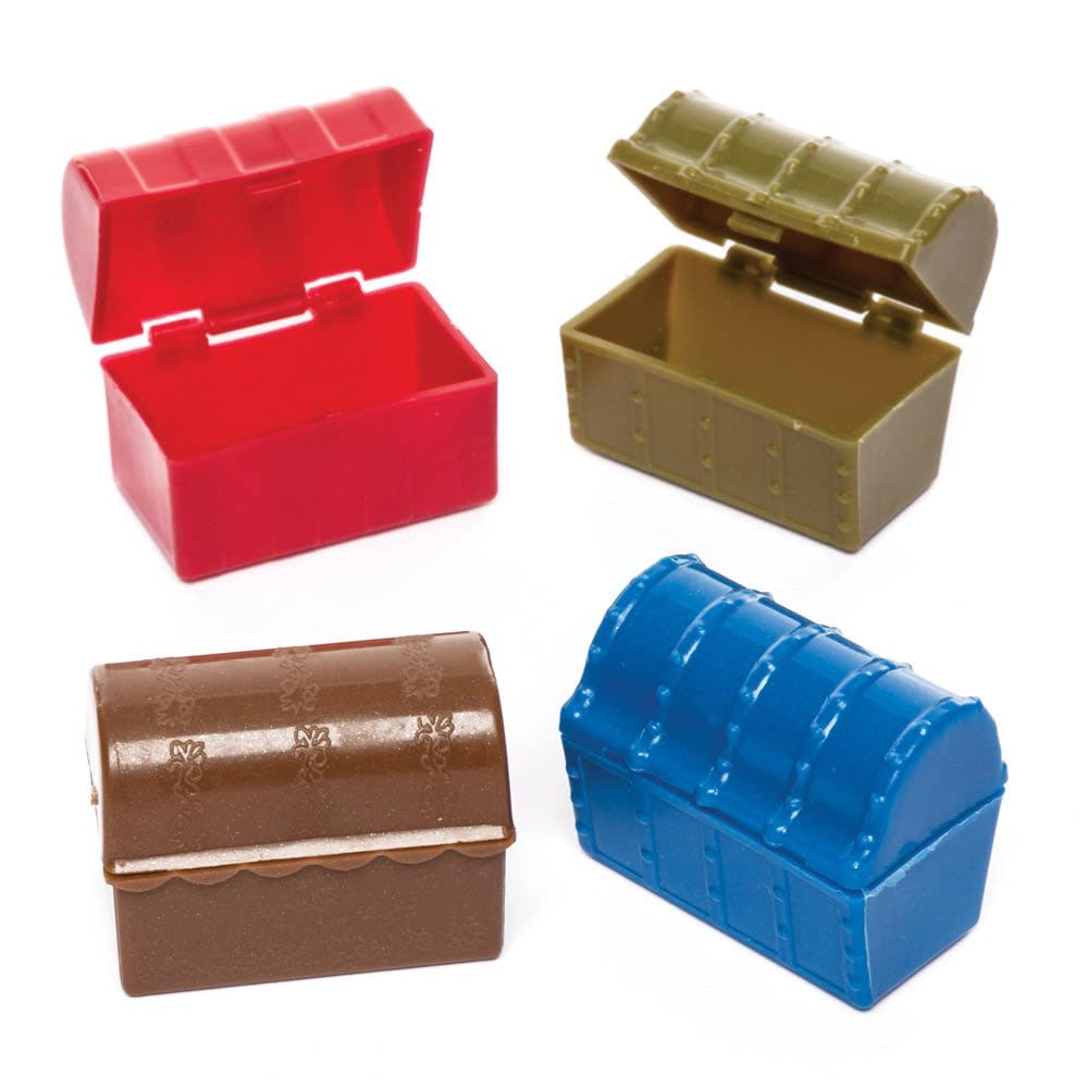 Mini Treasure Chests (Pack of 8) Pocket Money Toys 4 assorted colours - Red, Blue, Green & Brown