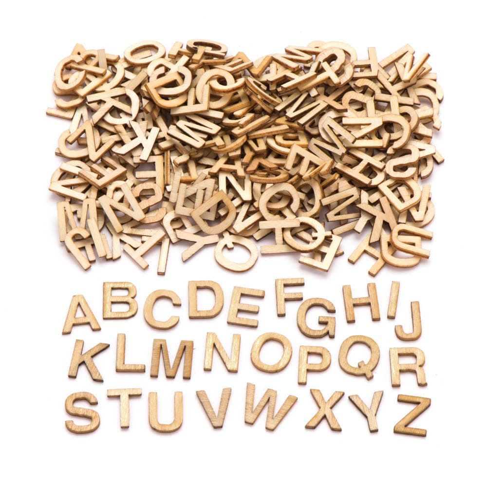 Mini Wooden Upper Case Letters (Pack of 260) 10 Of Each Letter, Size 13mm, 3D Crafts, Craft Embellishments