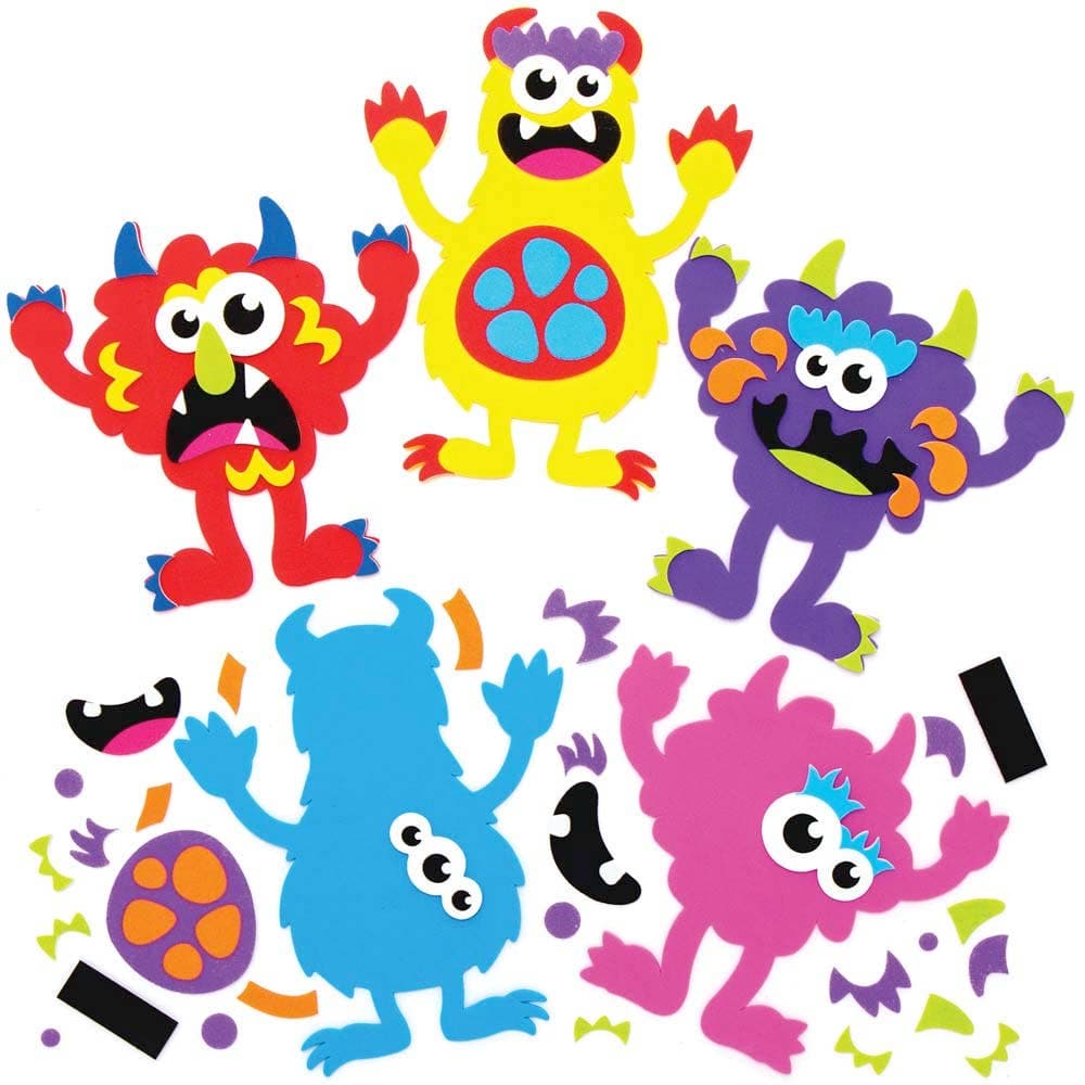 Monster Bunch Foam Mix & Match Magnet Kits (Pack of 8) 8 Assorted Colours & Designs, 13cm-15.5cm Tall, Halloween Crafts