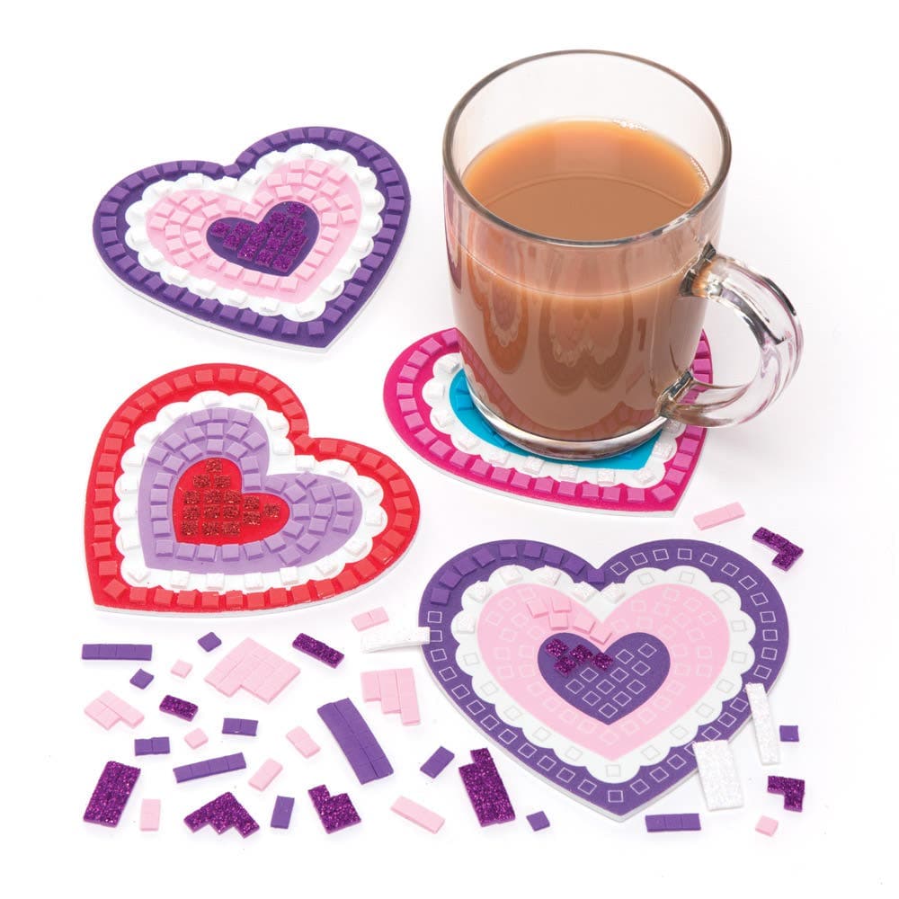 Mosaic Heart Coaster Kits (Pack of 6) Decoration Craft Kits