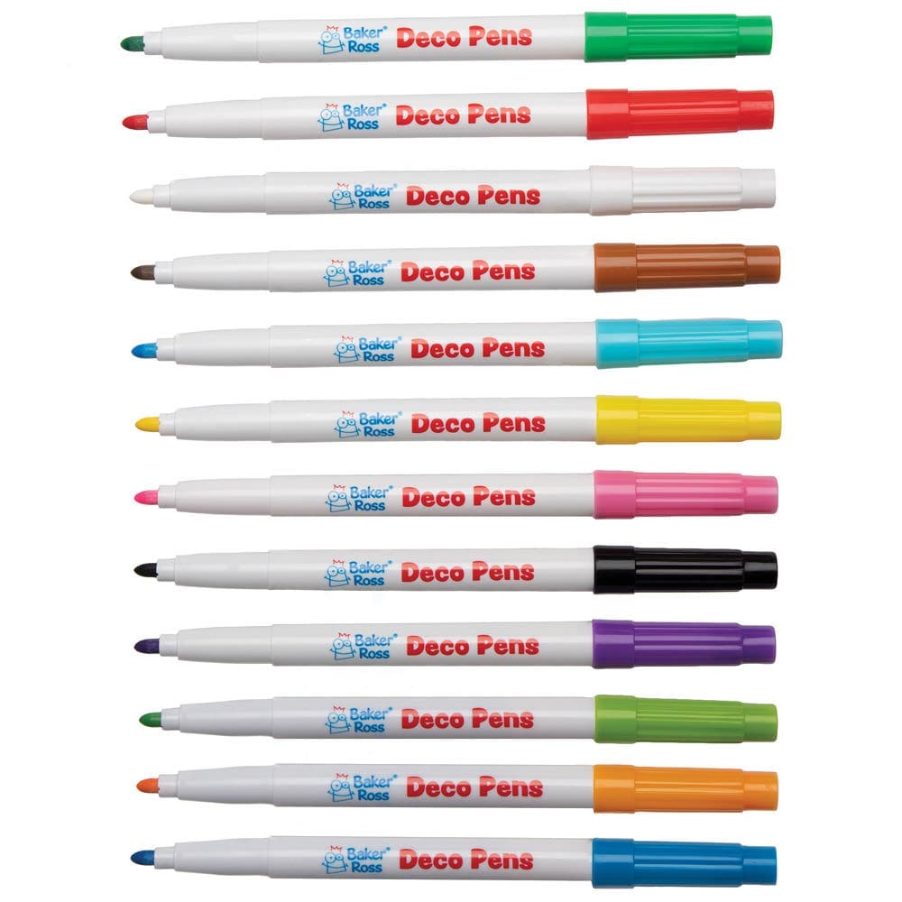 Multi-Purpose Deco Pens (Pack of 12) Fibre Tip, Multi-Purpose, 12 Assorted Colours, Water Based