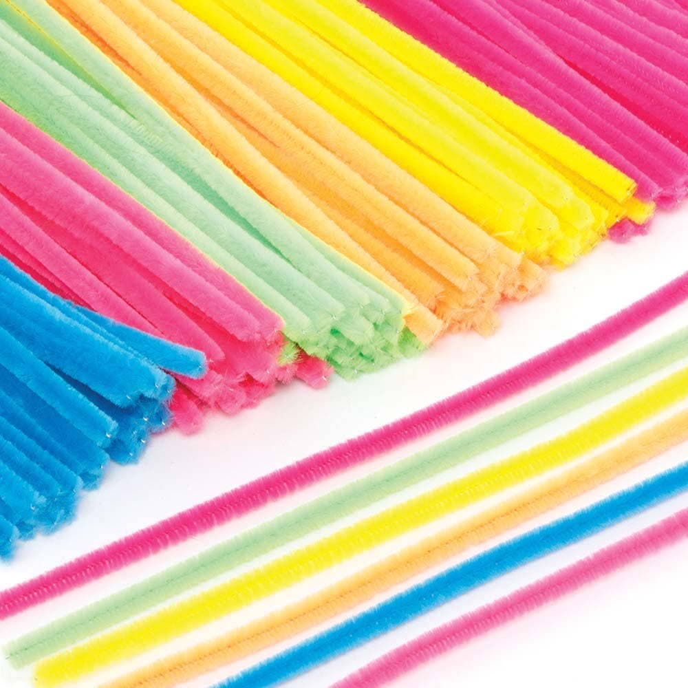 Neon Pipe Cleaners Value Pack (Pack of 120) Craft Embellishments 6 assorted colours - Yellow, Pink, Orange, Blue, Green & Purple