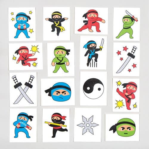 Ninja Temporary Tattoos (Pack of 48) Easy Apply & Removal, 24 Assorted Designs