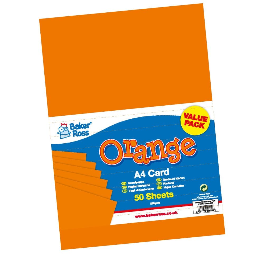 Orange A4 Card 220gsm (Pack of 50) Paper & Card