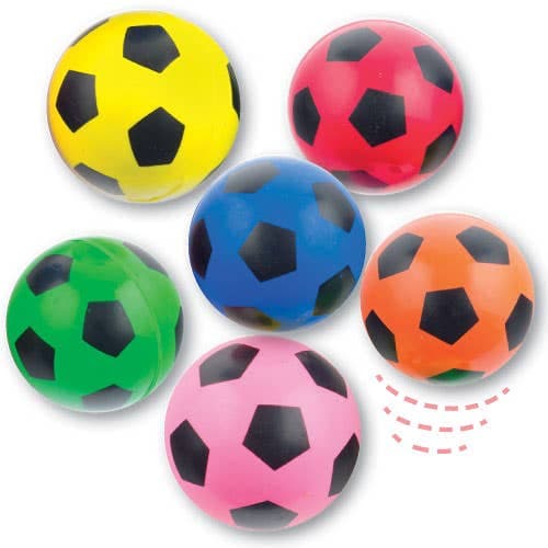 Coloured Football Bouncy Balls 3cm (Pack of 12) 6 Assorted Colours, Perfect For Party Bag Fillers or Lucky Dip Prizes