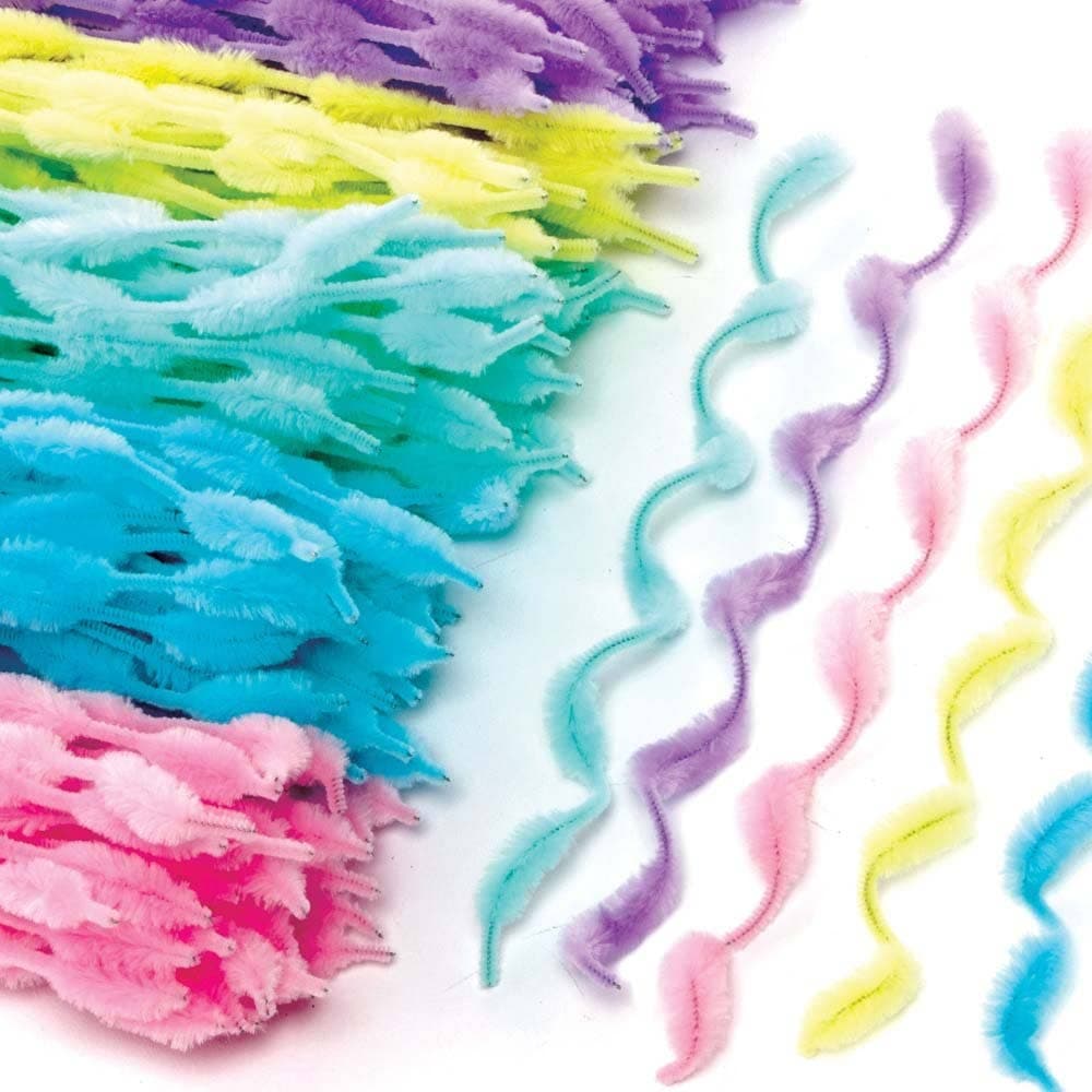 Pastel Bumpy Pipe Cleaners (Pack of 100) Craft Embellishments 5 assorted pastel colours - Yellow, Pink, Purple, Blue & Green