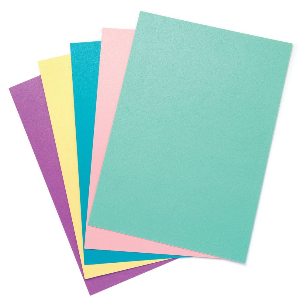 Pearlised A4 Card 250gsm (Pack of 15) Paper & Card 5 assorted pearlised colours - Purple, Pink, Green, Yellow & Blue
