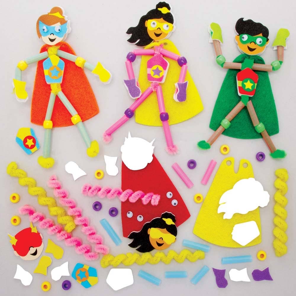 Pipe Cleaner Star Hero Kits (Pack of 4) Approx 12cm Tall, All-In-One Craft Kits, 4 Assorted Designs/Colourways