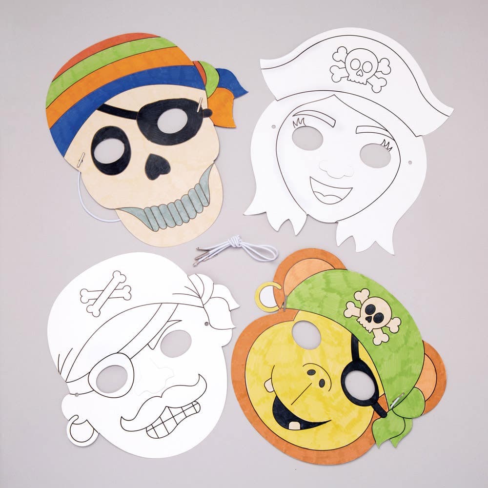 Pirate Colour-in Masks (Pack of 8) Decoration Craft Kits