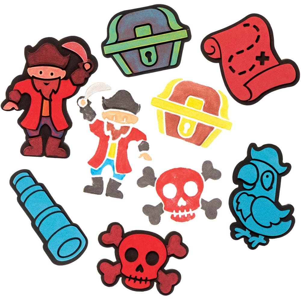 Pirate Foam Stampers (Pack of 10) Art Supplies, Art Materials 3 foam colours - Red, Blue & Black