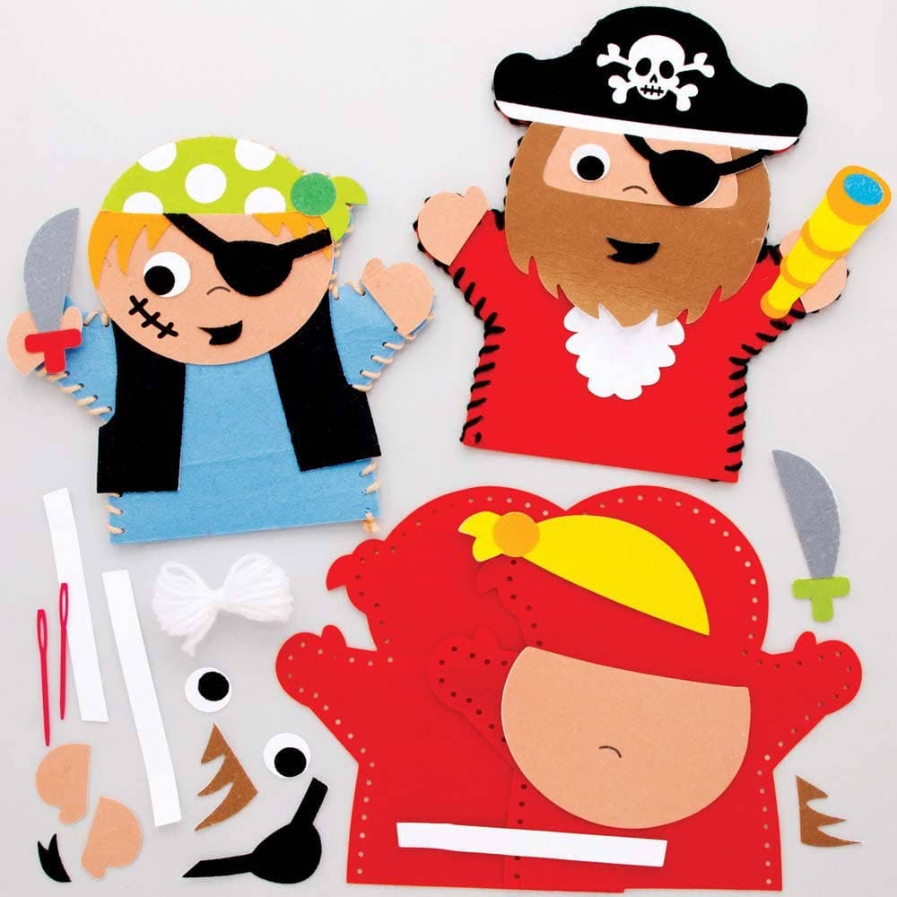 Pirate Hand Puppet Sewing Kits (Pack of 4) Sewing & Weaving Craft Kits