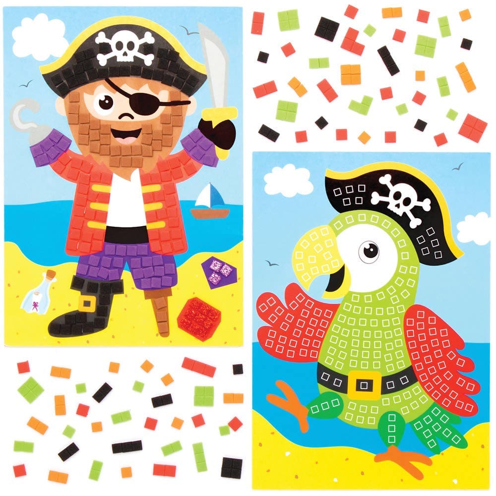Pirate Mosaic Picture Kits (Pack of 4) Craft Kits For Kids