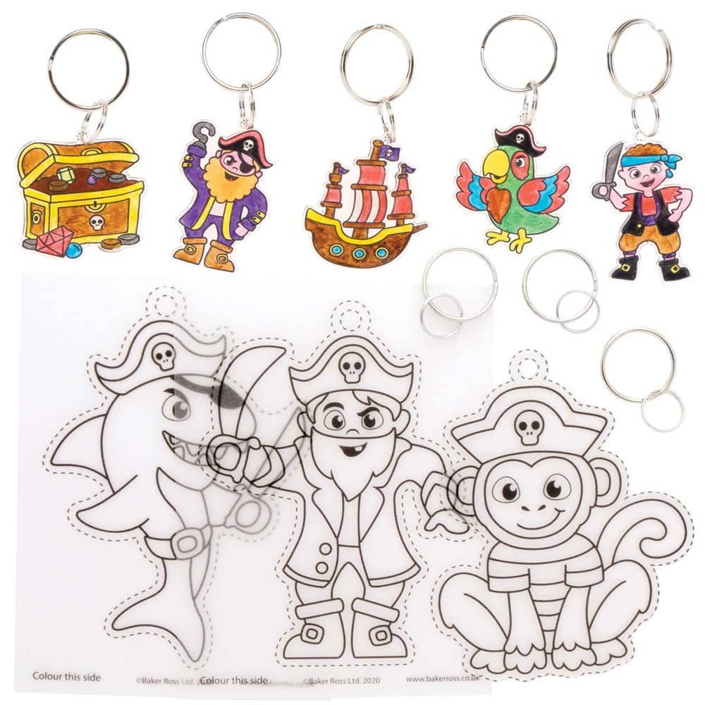 Pirate Super Shrink Keyrings (Pack of 8) Small Toys