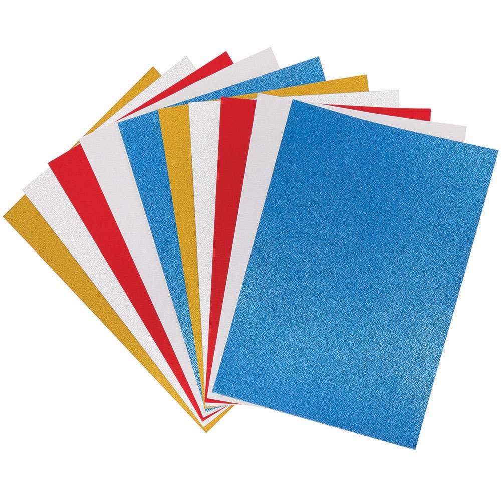 Glitter A4 Card Value Pack 250gsm (Pack of 20) Paper & Card 5 assorted colours Gold, Silver, Red, Blue & White