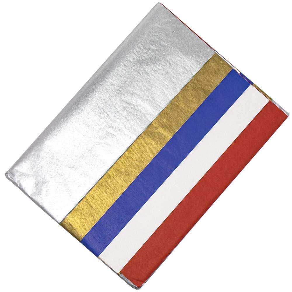 Bumper Tissue Paper Value Pack (Pack of 30) Paper & Card 5 assorted colours - Red, Blue, White, Metallic Gold & Metallic Silver