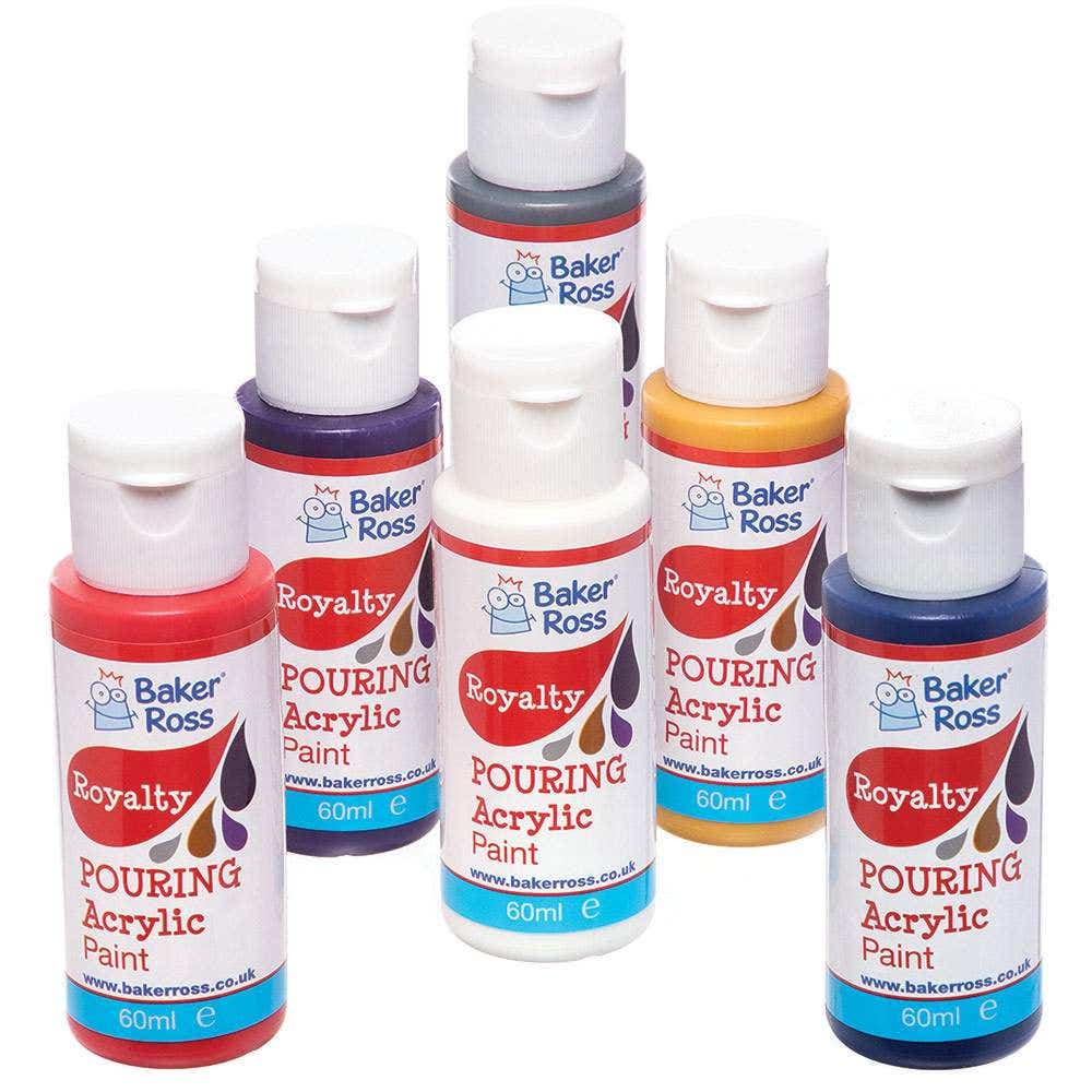 Magic Marbling Pouring Acrylic Paint Value Pack 60ml (Pack of 6) Pre-Mixed, Multi-Surface Paint, 6 Assorted Colours