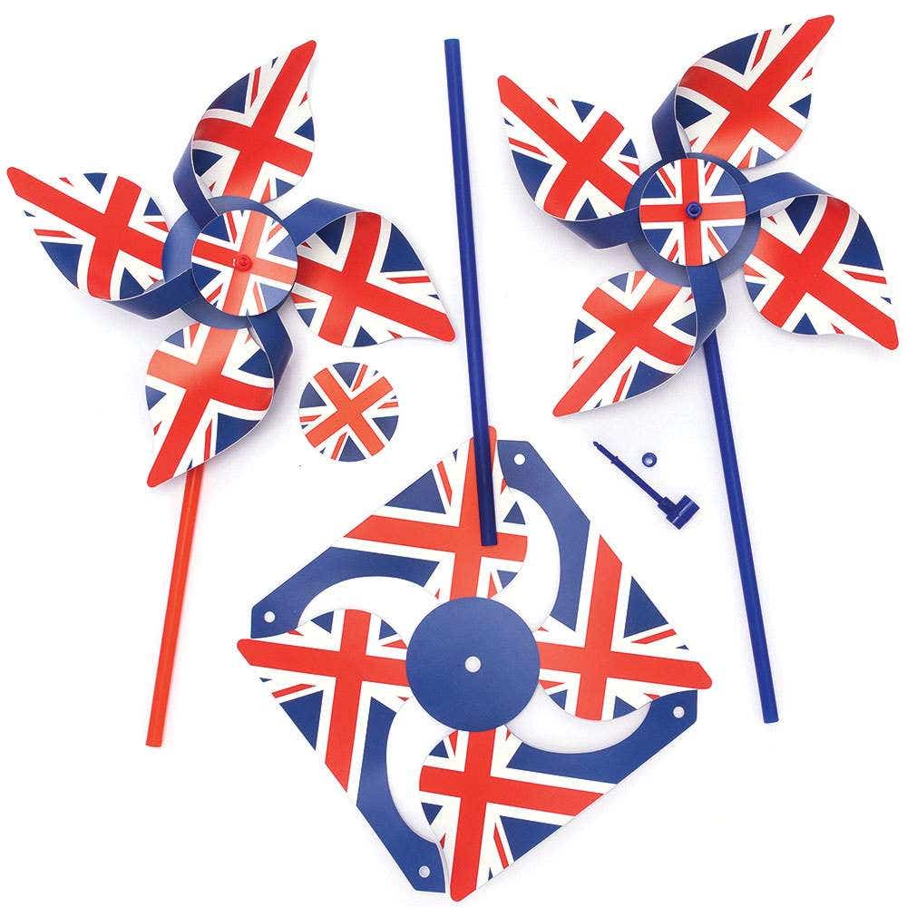 Union Jack Windmill Kits (Pack of 6) Craft Kits For Kids, 1 Design