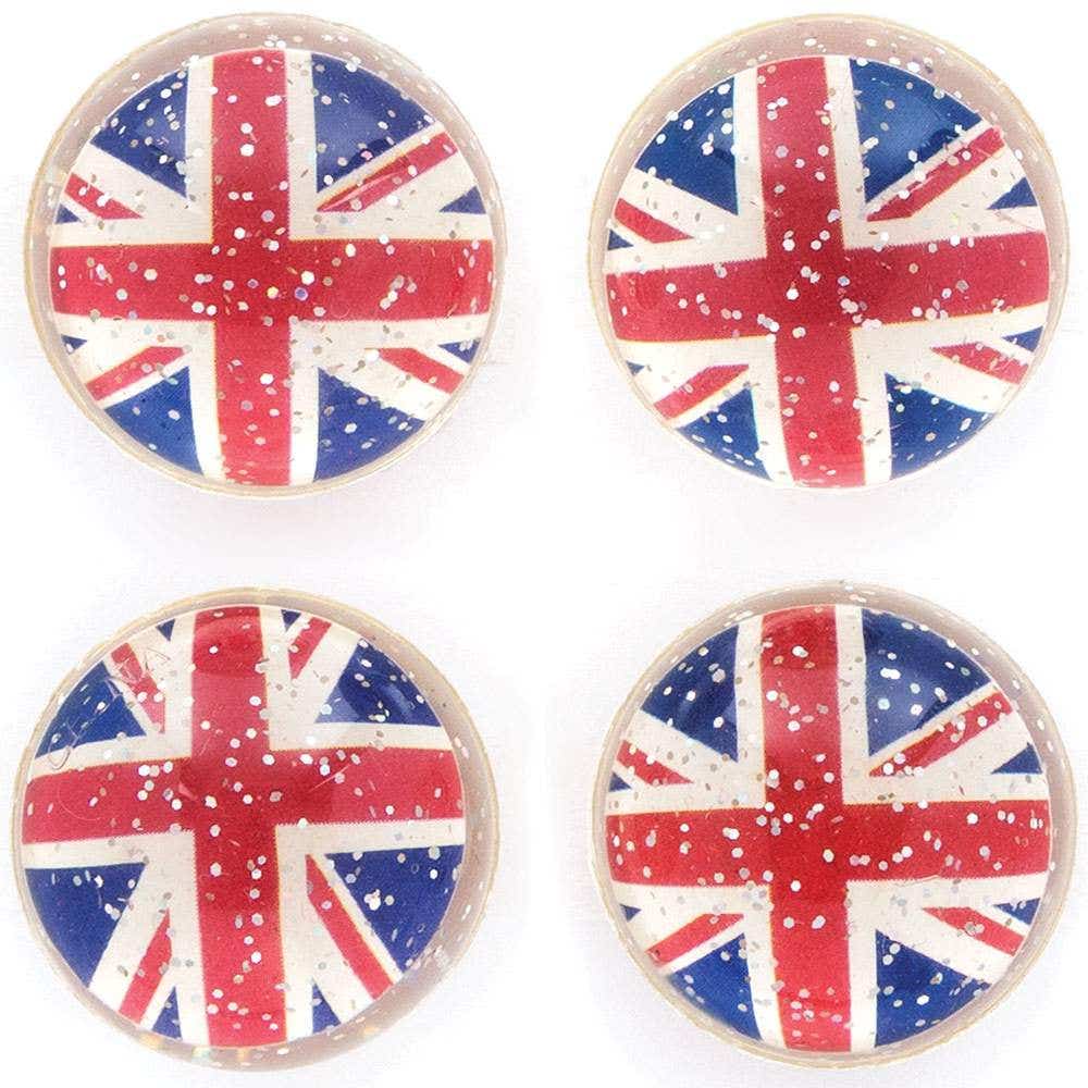 Union Jack High Bounce Balls (Pack of 10) Party Bag Fillers, Small Toys, Glittery Jet Balls