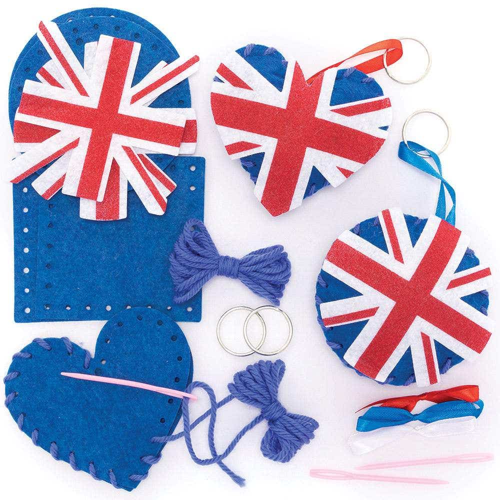 Union Jack Keyring Sewing Kits (Pack of 3) Sewing & Weaving Craft Kits