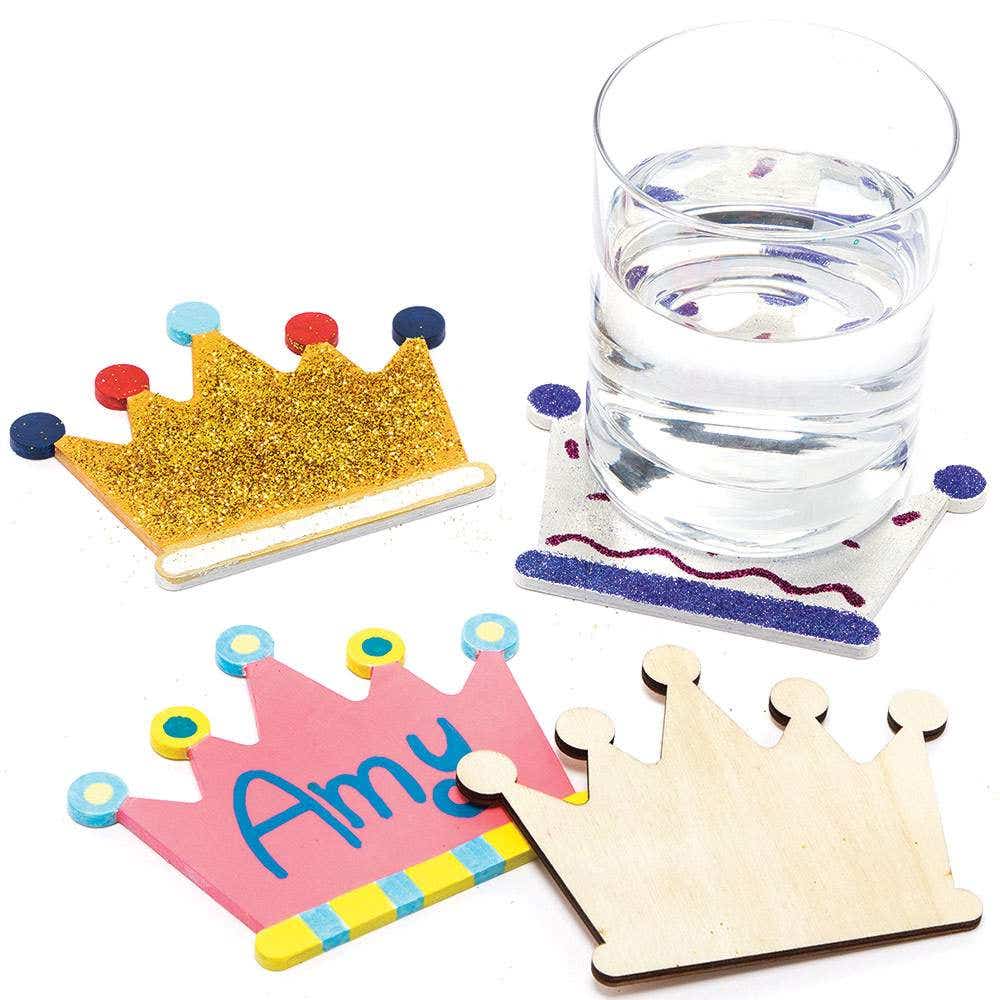Crown Wooden Coasters 11x9cm (Pack of 10) Decoration Craft Kits, Personalise & Design