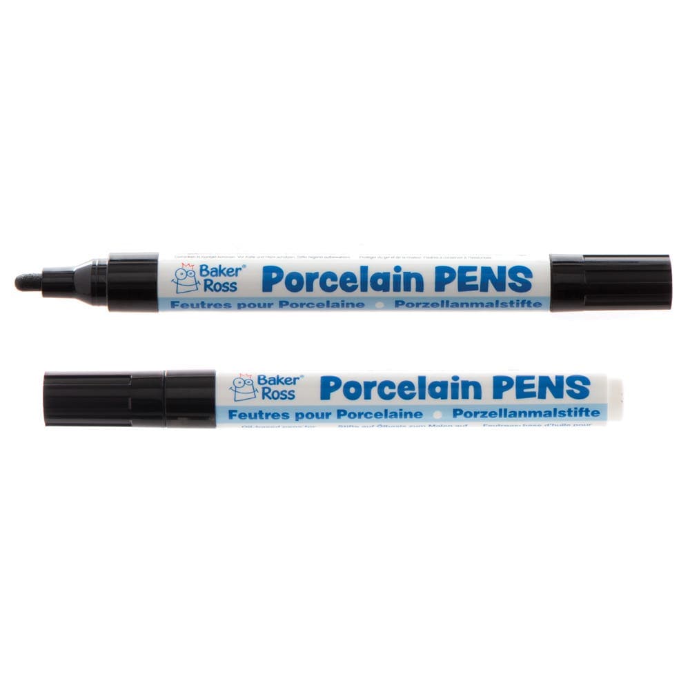 Porcelain Painting Outline Pens (Pack of 2) Black Porcelain Pens, Oil-Based Acrylic Paint, 2mm Nib