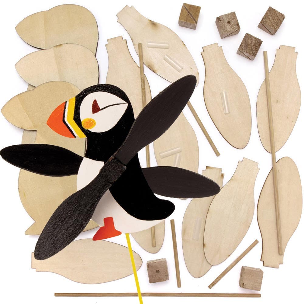 Puffin Wooden Windmill Kits (Pack of 3) Nature Craft Kits