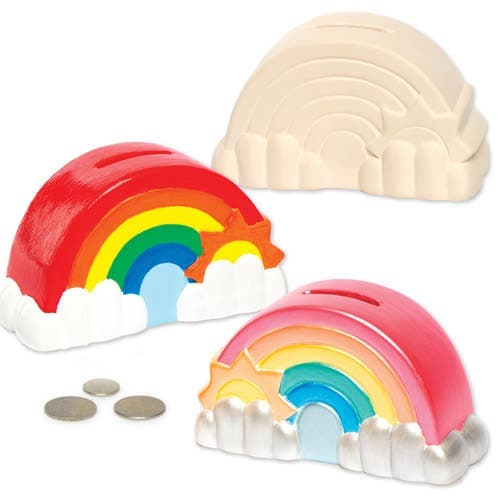 Ceramic Rainbow Money Boxes (Box of 2) Decoration Craft Kits