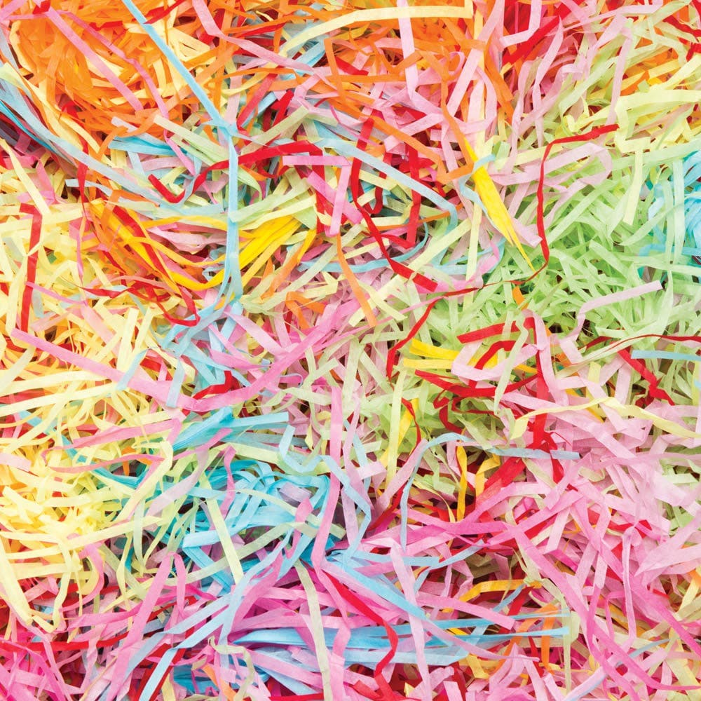 Rainbow Coloured Shredded Tissue (Per pack) 50g Tissue Paper, 7 Colours Red, Yellow, Pinks, Green, Orange & Blue