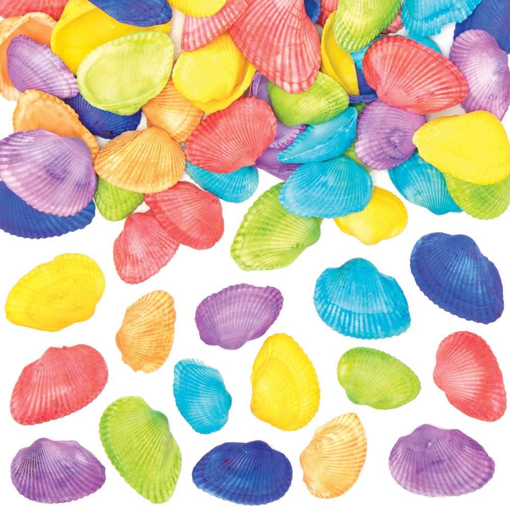 Rainbow Colours Craft Shells (Pack of 150) Natural Craft Materials 7 assorted colours - Red, Yellow, Green, Blue, Violet, Orange & Indigo
