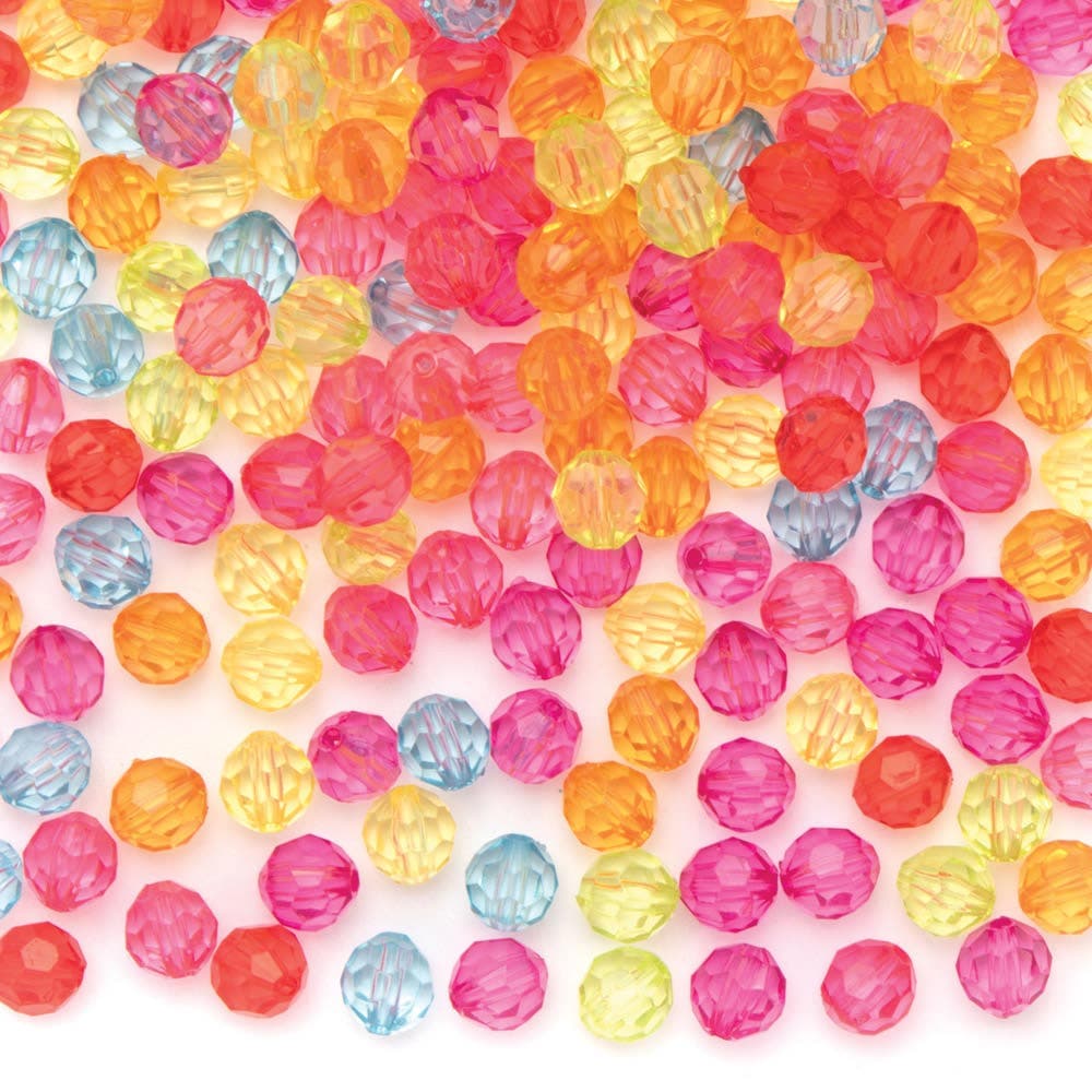 Rainbow Colours Crystal Beads (Pack of 300) Craft Embellishments 7 assorted colours - Red, Pink, Orange, Purple, Yellow, Green & Blue