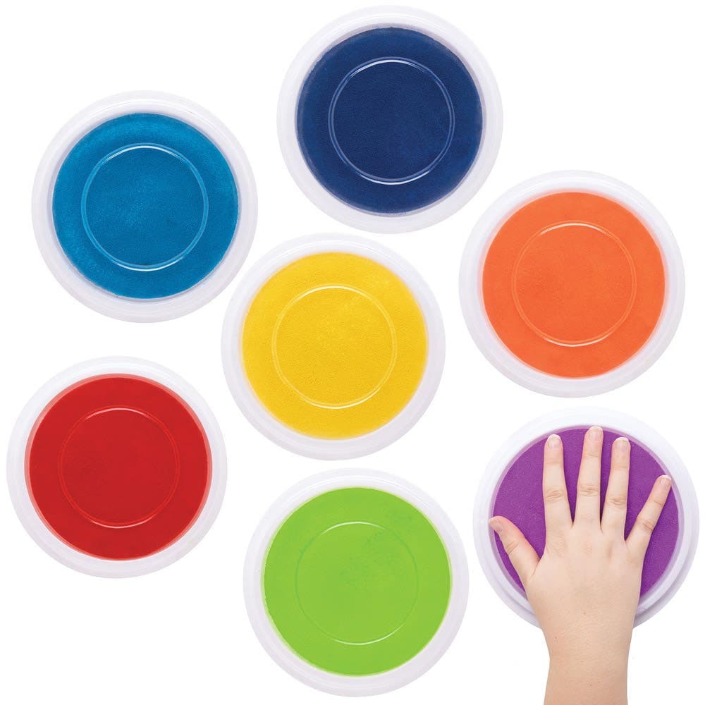 Rainbow Colours Jumbo Paint Pads (Pack of 7) 14.5cm Diameter, Washable, 7 Assorted Colours