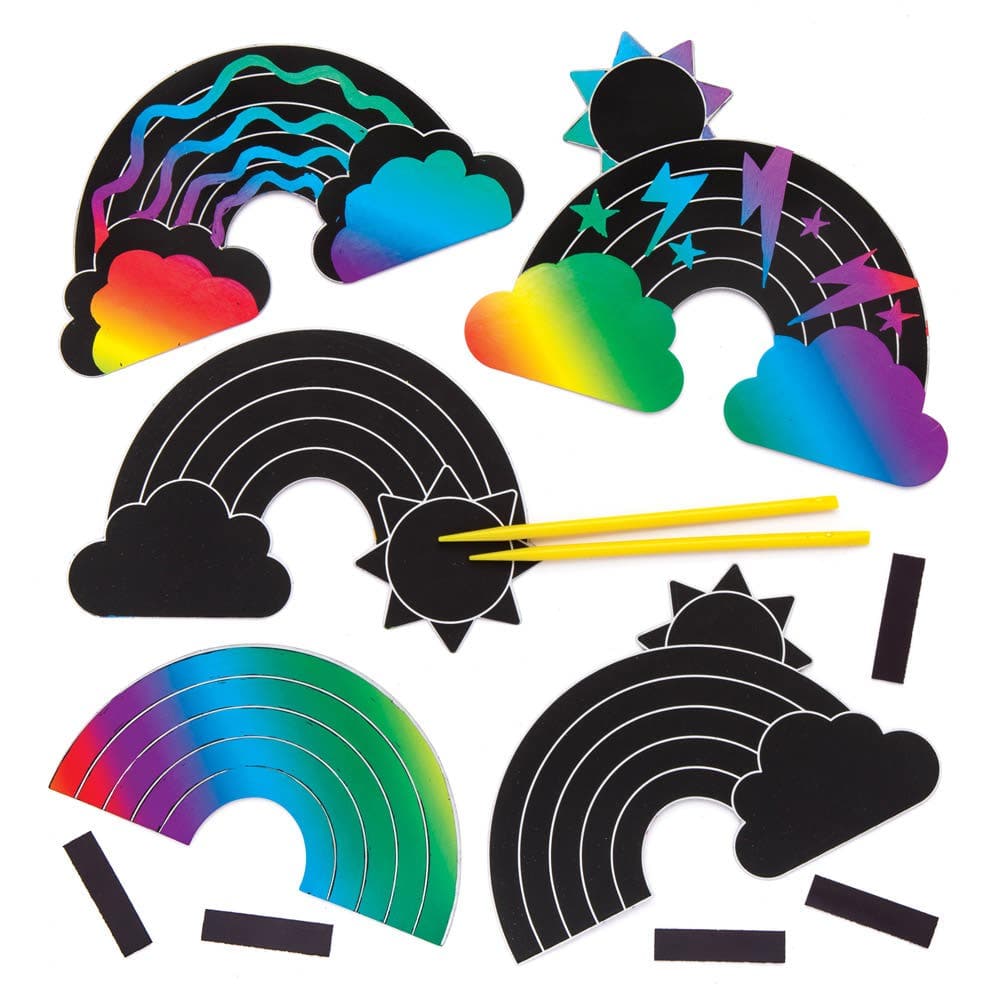 Rainbow Scratch Art Magnets (Pack of 10) Art Craft Kits