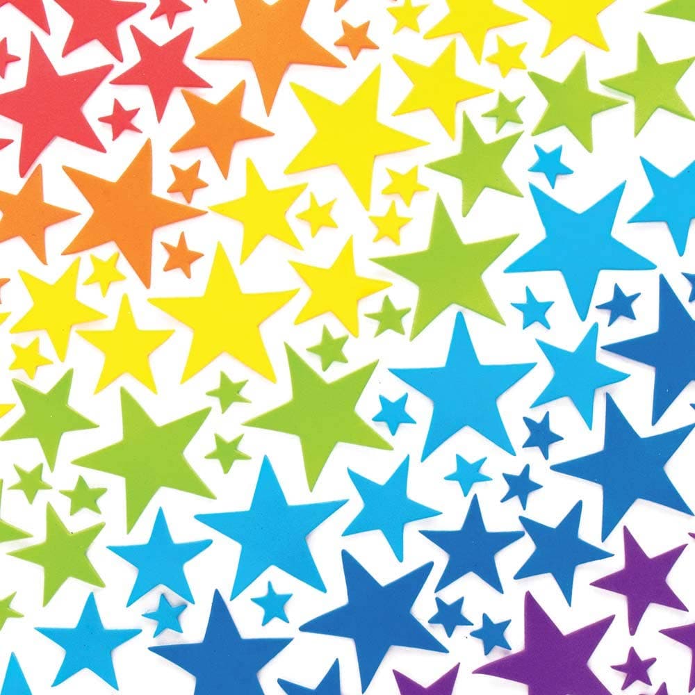 Rainbow Star Foam Stickers (Pack of 210) Stickers 7 assorted colours - Red, Orange, Yellow, Green, Blue, Indigo & Violet