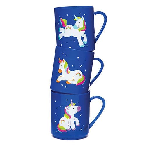 Rainbow Unicorn Mugs (Pack of 4) Pocket Money Toys, 4 Assorted Designs,  Party Bag Filler/Prizes