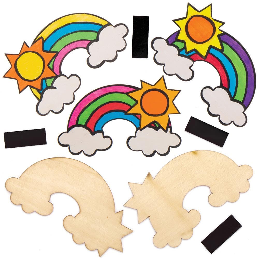 Rainbow Wooden Magnets (Pack of 10) Art Craft Kits