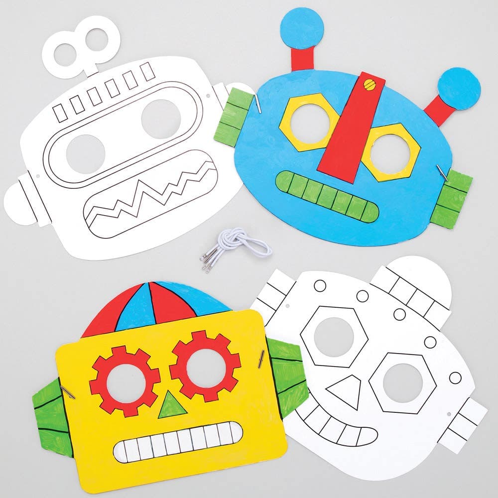 Robot Colour-in Masks (Pack of 8) Decoration Craft Kits