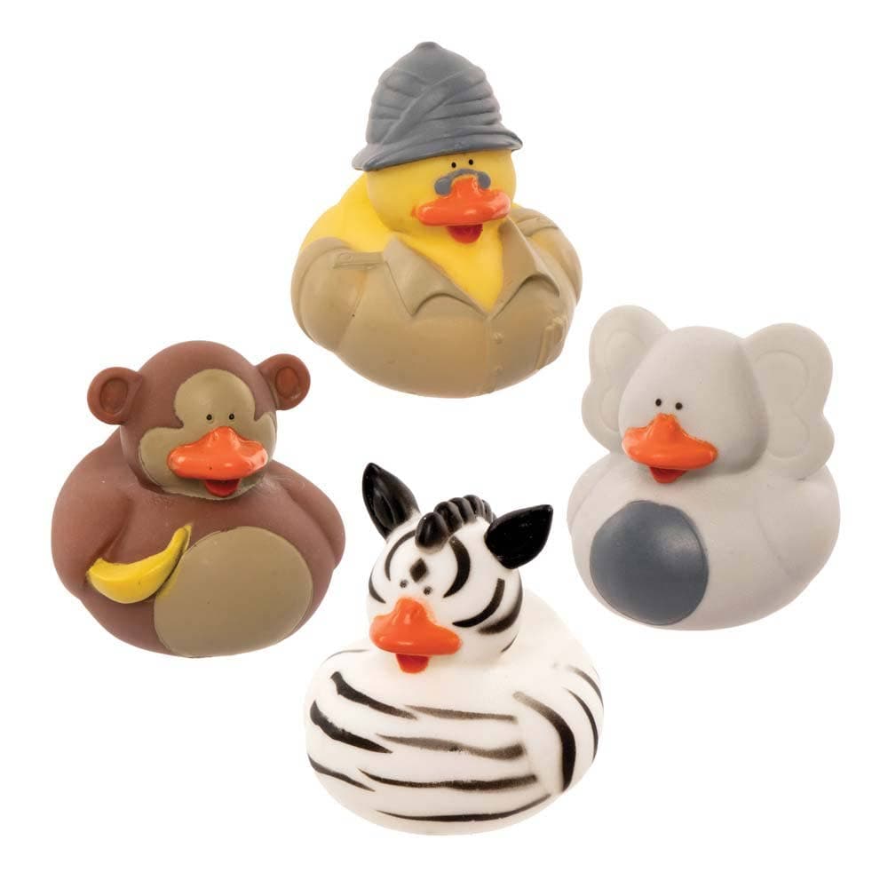 Safari Rubber Ducks (Pack of 6) Bath Time Friendly, 6 Assorted Designs, Size Approx 6cm