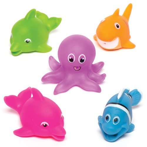 Sealife Squirters (Pack of 10) Assorted Sealife Designs, Sizes Approx 7-8cm, Water Friendly, Pocket Money Toys