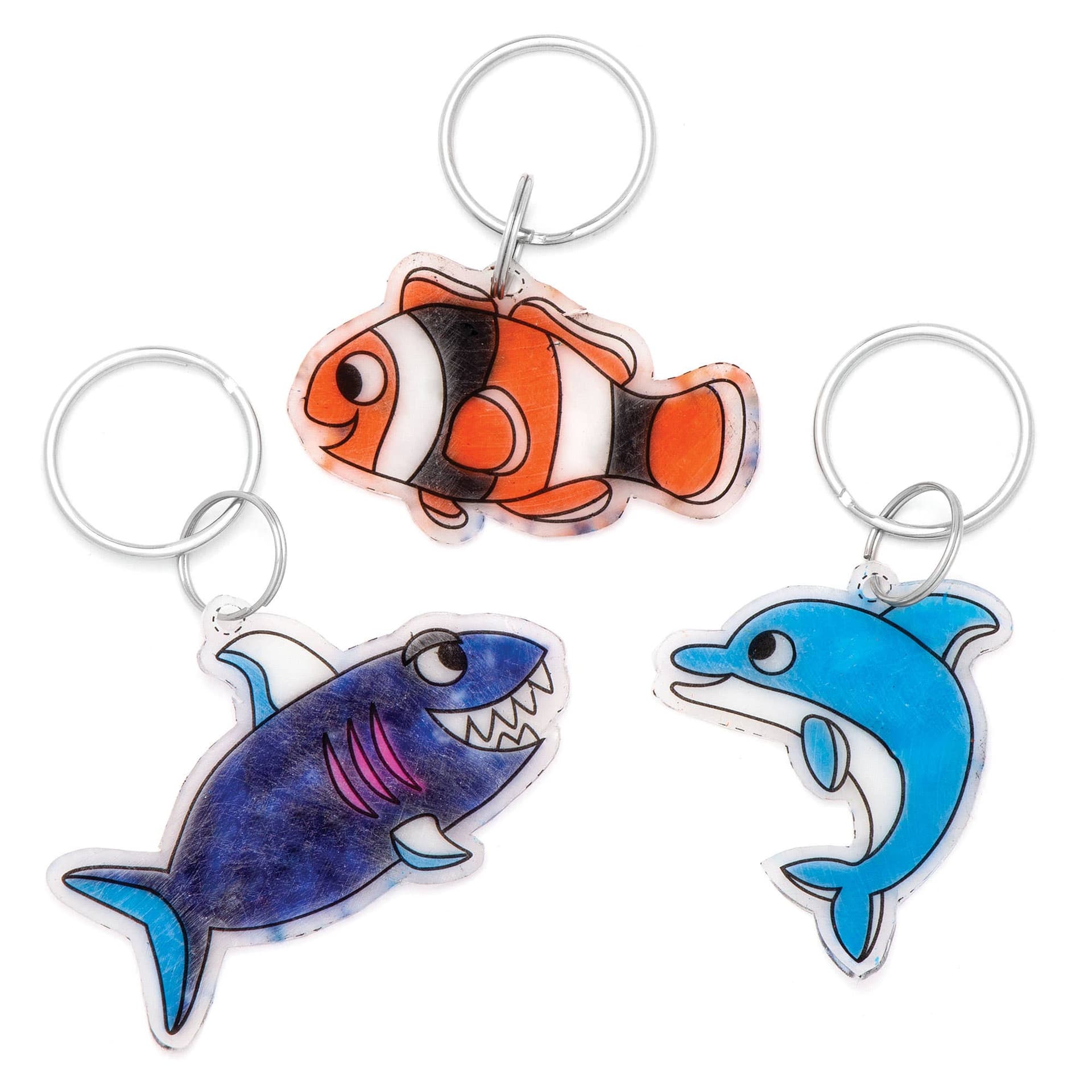 Sealife Super Shrink Keyrings (Pack of 8) 8 Assorted Designs, Shrinks 7x Smaller, Split Rings & Pre-Printed Sheets Included