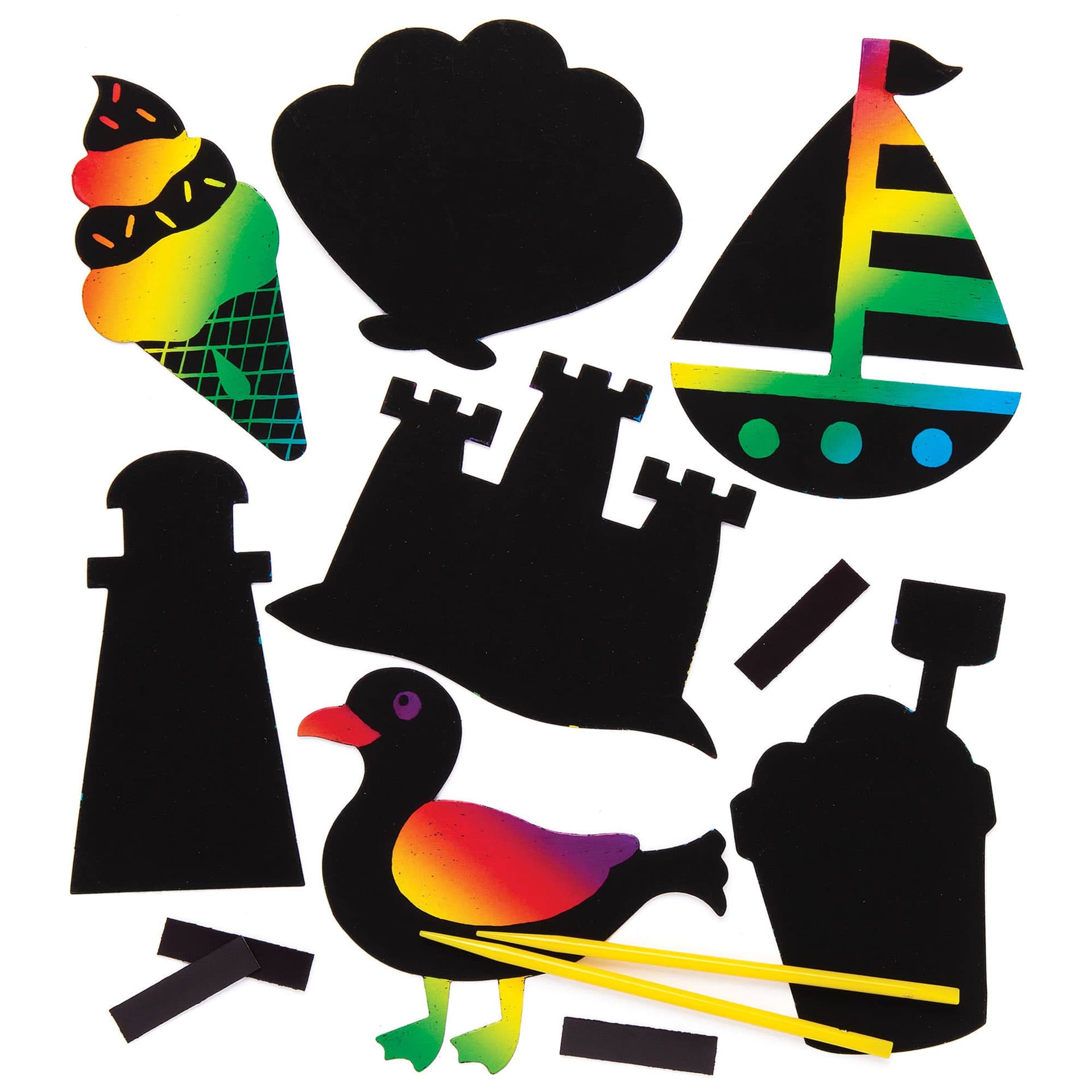 Seaside Scratch Art Magnets (Pack of 10) Art Craft Kits