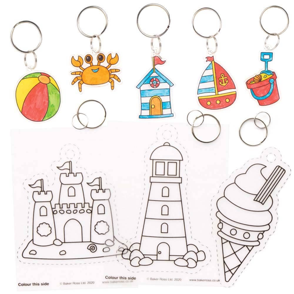 Seaside Super Shrink Keyrings (Pack of 8) Small Toys