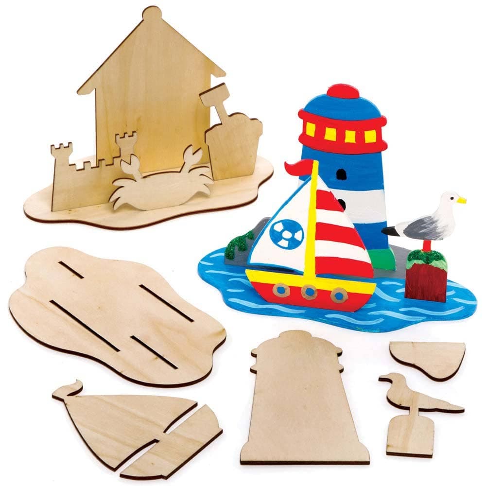 Seaside Wooden Scene Kits (Pack of 4) Art Craft Kits