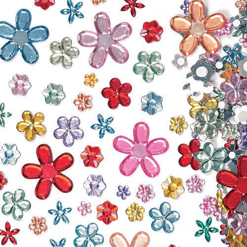 Self-Adhesive Acrylic Flower Jewels (Pack of 180) Craft Embellishments Assorted colours