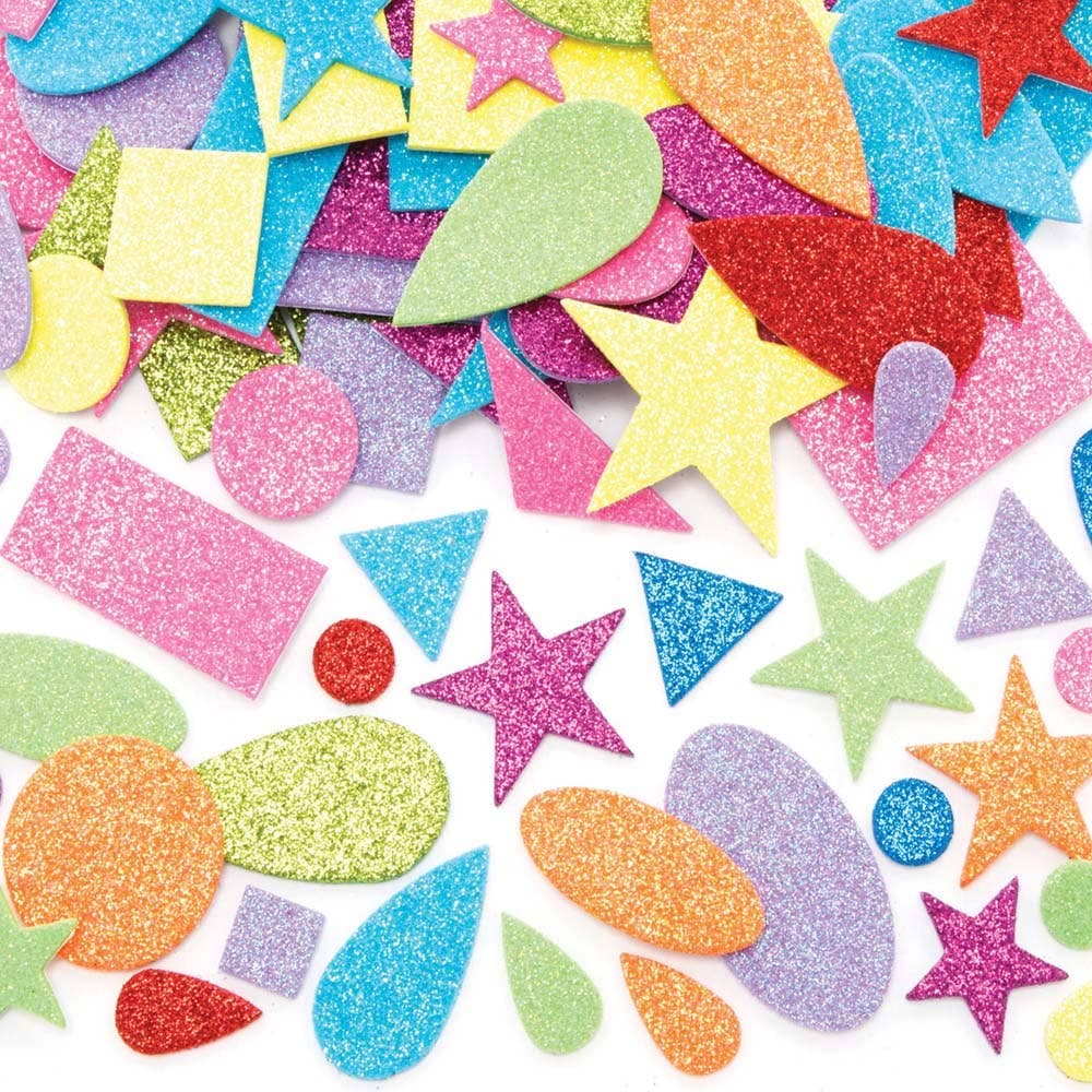 Self-Adhesive Glitter Foam Shapes (Pack of 180) Craft Embellishments Assorted colours